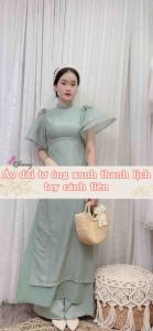 Áo dài cách tân tay loe - Chaang May sẵn áo dài 4 tà dáng lửng kiểu áo dài cánh tiên ADC668
