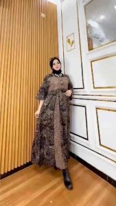 Gamis clara coklat | gamis kekinian cantik model terbaru | gamis jumbo bahan rayon tebal viral kekinian
