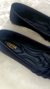 Abelia Sepatu balet Slip On Satin Silk Salur Pita Kerut Premium