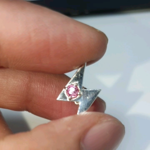 HT2-HOA TAI ĐÁ TOURMALINE HỒNG ( THIÊN NHIÊN ) CHẤT LIỆU BẠC HÌNH SẤM SÉT