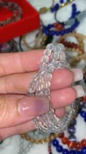 Vòng đá 5li 3 chuỗi quấn tay 108 hạt may mắn tài lộc đá thạch anh thiên nhiên bao kiểm định đá quý