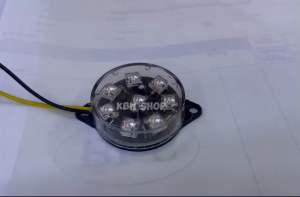 ไฟแฟทกลม 8ดวงกระพริบ 12/24โวลต์(1ชิ้น)รถยนต์ หกล้อ สิบล้อ