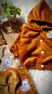 JAKET BULU HALUS cewek cowok model KANCING ±3-12bulan soft fur baby jacket yellow