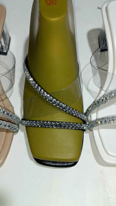 Dép sandal nữ cao gót quai dây xoàng sườn bọc 2 lớp gót mica trong 5cm