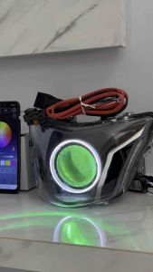 Lampu depan Jupiter Mx King custome Biled ASLI Projector 25 in Devil RGB Ring slim + Relay