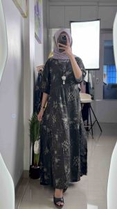 LC2150 Premium Floral Dress Tipis Motif Bunga Fashion Retro Terbaru