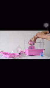 2 Floor Castle Hamster Cage Mouse house with slide disk spinning bottle