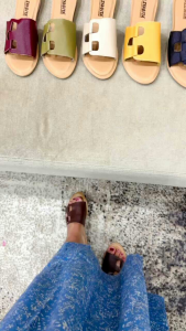 Sandal flat wanita kulit papirut garut model sol Aquila