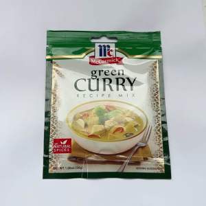 McCormick Green Curry Recipe Mix 30g - Natural Spices - Stir-Frying Use - Bowl of Curry with Vegetables and Fork