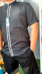 kemura- kemeja muslim baju muslim pria kemeja trendy hitam