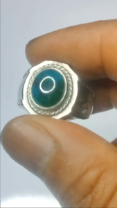 cincin batu bacan Doko majiko asli dim 10x8x5 ring titanium silver size 7