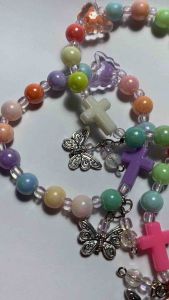 XRJ Kids colorful butterfly prayer rosary bracelets