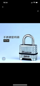 HCM- Ship hoả tốc - Master Lock Ổ khóa số  không sử dụng chìa bằng thép không gỉ 4 chữ số 1174