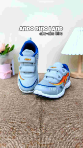 sepatu Ando Dino Land Velcro Perekat Abu-abu Muda biru royal oranye light grey r.blue orange