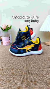 sepatu Ando Dino Land Velcro Perekat Biru Tua Merah kuning navy red yellow