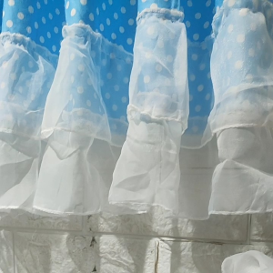 Gorden Tirai Kitchen Set Kolong Dapur Shabby Motif Polkadot Doti Model Renda Bawah Varian Warna Cantik