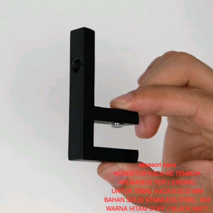 Konektor Kaca ke Tembok Hitam Stainless Steel 304 (Glass Connnector)(Model F)