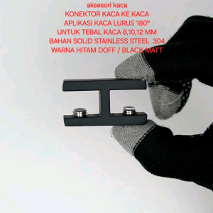 Konektor Kaca Lurus Hitam Stainless Steel 304 (Glass Connector)(Glass Clip)
