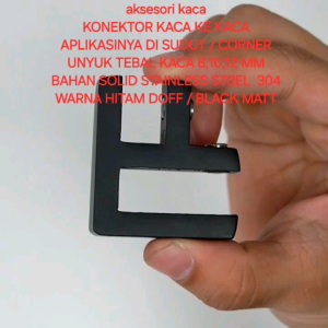 Konektor Kaca Sudut 90° Hitam Stainless Steel 304 (Glass Connector)(Corner)(Braket Kaca)