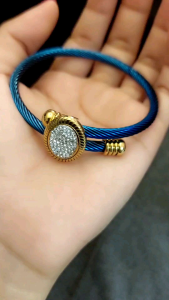 Xp.id - Gelang Titanium Biru Bangle Simple Look Awet Anti Karat