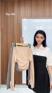 Set Áo Quây Rúm + Áo Khoác Cadigan Ngắn Đính Hoa Tay Hot Girl QUYN.059