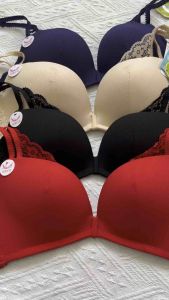 เสื้อในไร้โครงวัยรุ่นสามตะขอปรับได้สี่ระดับ ครึ่งเต้าทรงแบน คว้านไม่ลึก(คับA)ด้านหลังปักลายลูกไม้