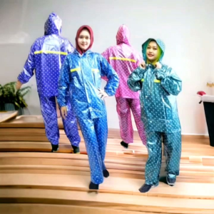 Jas Hujan Polkadot Setelan Jaket Celana Dolphin STAR.996 Terlaris