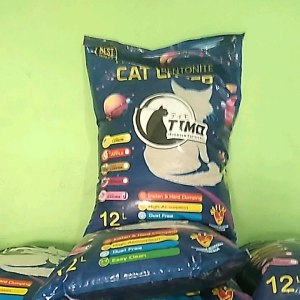 Pasir Kucing Gumpal Wangi Timo 12 Lt Premium Bentonite Cat Litter Clump (Max 1 Zak setiap pesanan)