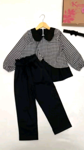 karnika baju anak perempuan setelan terbaru 1 - 14 tahun pakaian one set blus atasan dan celana panjang korean style bahan import