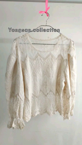 2905 SHEMIRA EMBROIDERED LACE TOP Baju Renda Lengan Panjang Blouse Korea Baju korea Style