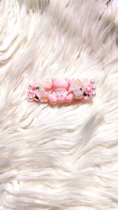 Cartoon Bear Flower Pearl Rhinestone Pink Hair Clip卡通粉色小熊花朵珍珠亮钻造型发夹儿童成人送礼