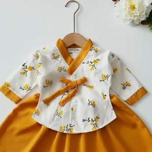 Váy Hanbok Rời Cho Bé Gái 3 Đến 18kg Chất Lụa Ướt Phối Linen Bột - V066
