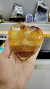 Natural Brazil High Grade Yellow Fluorite Crystal Heart Shape Bowl FCB02 #Crystalbowl #Naturalcrystal #homedecor #Lifestyle #Furniture