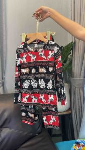 ชุดเด็ก ชุดใส่นอน ชุดใส่เล่น เด็กหญิงเด็กชาย ลายหมูเด้ง+ช้าง ผ้านิ่มๆสีสดสีไม่ตกบางเบาใส่สบาย แขนยาว+ขายาว(ย+ย)หมูเด้ง+ช้าง