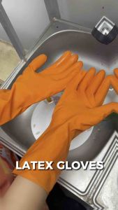 ถุงมือยางสีส้ม ถุงมือขัดห้องน้ำ สำหรับการทำความสะอาด บรรจุ 1 คู่ ไซส์ M/L