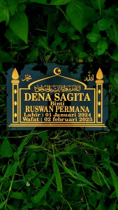Batu Nisan Granit Premium Berkualitas Ukuran 30X30 Prasasti Tulisan Nama Batu Nisan
