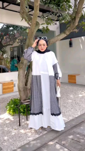 Gamis Dress Putih Andara Set Outer Mix Tile By Antuna