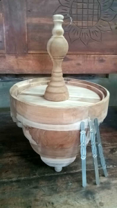 Tebok pleci flat kayu Jati plus pion klem UK.23cm