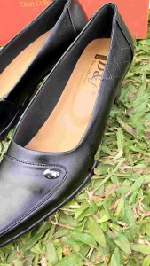 D&f 1007 | Sepatu Pantofel Kulit Wanita Sepatu Formal Wanita Kerja Kantor Heels 7 cm Hitam