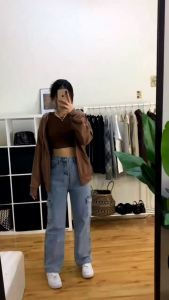 CELANA CARGO JEANS WANITA highwaist cewek kargo kantong tutup terbaru 2023