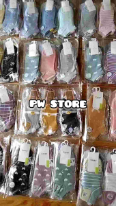 1 Lusin [12 Pasang] [Hight Quality] Kaos Kaki Motif Kuping Cute Mata Kaki Import / MK Korea