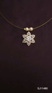 Sg readystock imitation Gold Necklace with Flower Pendant and Pearls Indian minimalist invisible jewellery