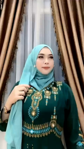 Gamis hindi model outer full bordir bahan ceruty premium