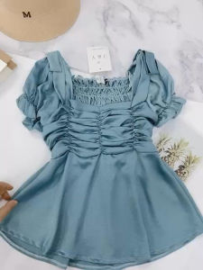 M685 Áo peblum nhún ngực nơ vai