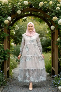Pamela dress gamis lebaran 2026 Bahan katun Katbol mix renda burkat//gamis wanita dewasa busui kancing depan model terbaru kekinian motif bunga