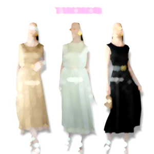 VSHOP เดรสแขนกุดซิปหลังผ้าซิลค์+เข็มขัด 5590-1