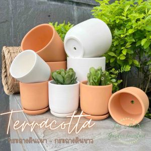 กระถางดินเผา กระถางมินิมอล กระถางดินขาวเนื้อเนียน ระบายน้ำดี มี 2 ขนาด 2 สีให้เลือกค่ะ