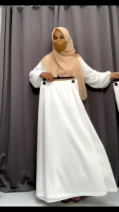 ROK PANJANG JODA PAYUNG WARNA HITAM MODEL LINE - A BAHAN KAIN SCUBA TANPA SAKU