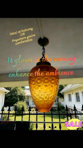 Canadian Countryside Patio Light - Amber glass shade - Hanging design - Suitable for outdoor dining or sitting areas - Ideal for garden or patio settings