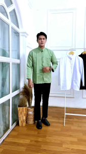 Baju Koko Haibah Saku Depan Lengan Panjang Dewasa Warna Hitam